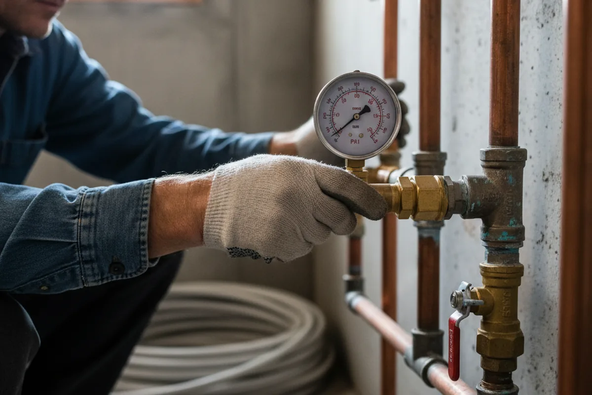 Pressure testing a repaired line during Water Line Repair in Charlemont